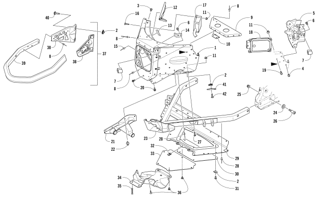 Parts Diagram for Arctic Cat 2017 ZR 3000 LXR 129 SNOWMOBILE FRONT BUMPER AND FRAME ASSEMBLY