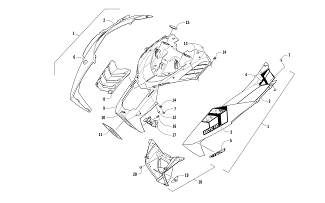 Parts Diagram for Arctic Cat 2017 ZR 3000 LXR 129 SNOWMOBILE HOOD ASSEMBLY