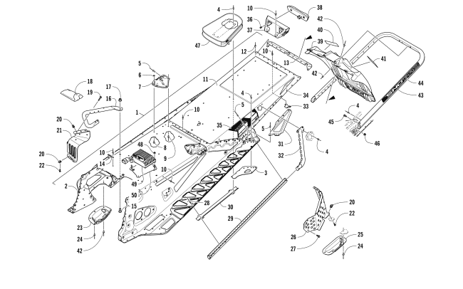 Parts Diagram for Arctic Cat 2017 ZR 4000 SNO PRO 129 SNOWMOBILE TUNNEL, REAR BUMPER, AND SNOWFLAP ASSEMBLY