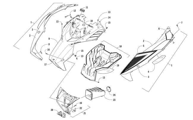 Parts Diagram for Arctic Cat 2017 ZR 8000 EL TIGRE ES 129 SNOWMOBILE HOOD AND AIR INTAKE ASSEMBLY