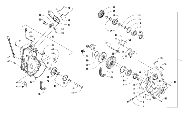 Parts Diagram for Arctic Cat 2018 XF 9000 HIGH COUNTRY LTD 153 (1.75) SNOWMOBILE CHAIN CASE ASSEMBLY