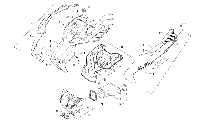 Parts Diagram for Arctic Cat 2017 XF 8000 HIGH COUNTRY LTD ES 153 SNOWMOBILE HOOD AND AIR INTAKE ASSEMBLY