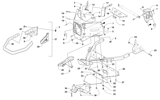 Parts Diagram for Arctic Cat 2016 ZR 5000 LXR SNOWMOBILE FRONT BUMPER AND FRAME ASSEMBLY