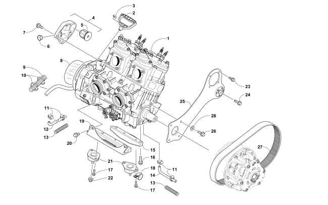 Parts Diagram for Arctic Cat 2017 M 8000 MOUNTAIN CAT ES 162 SNOWMOBILE ENGINE AND RELATED PARTS