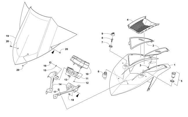 Parts Diagram for Arctic Cat 2017 ZR 8000 SNO PRO ES 137 SNOWMOBILE WINDSHIELD AND INSTRUMENTS ASSEMBLIES