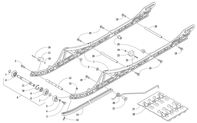 Parts Diagram for Arctic Cat 2017 M 8000 LTD 153 (3.0) SNOWMOBILE SLIDE RAIL AND TRACK ASSEMBLY