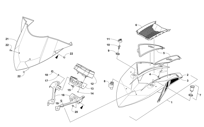 Parts Diagram for Arctic Cat 2016 ZR 8000 SNO PRO RR 129 SNOWMOBILE WINDSHIELD AND INSTRUMENTS ASSEMBLIES