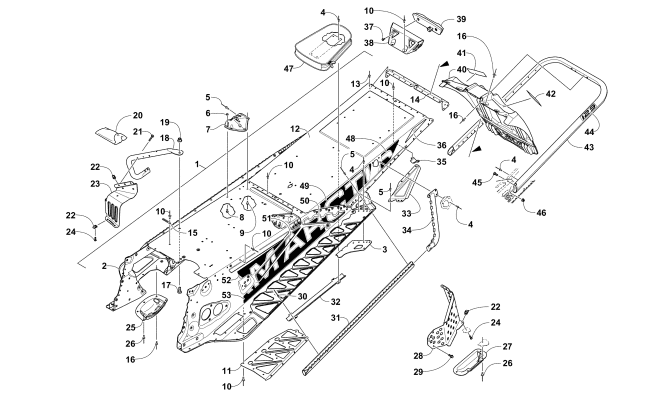 Parts Diagram for Arctic Cat 2017 ZR 8000 RR ES 129 SNOWMOBILE TUNNEL, REAR BUMPER, AND SNOWFLAP ASSEMBLY