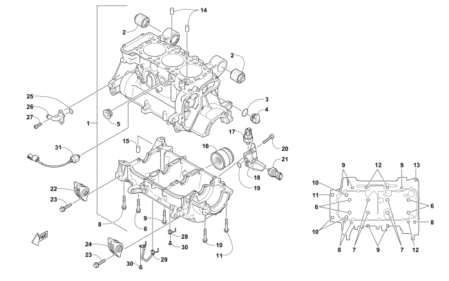 Parts Diagram for Arctic Cat 2017 XF 9000 CROSSTREK 137 SNOWMOBILE CRANKCASE ASSEMBLY