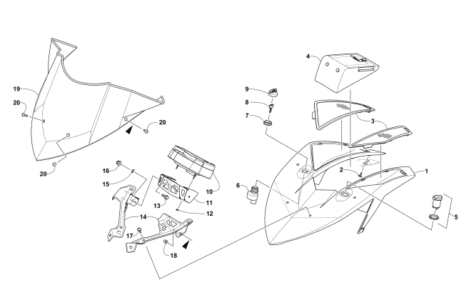 Parts Diagram for Arctic Cat 2017 ZR 8000 LTD ES 137 SNOWMOBILE WINDSHIELD AND INSTRUMENTS ASSEMBLIES