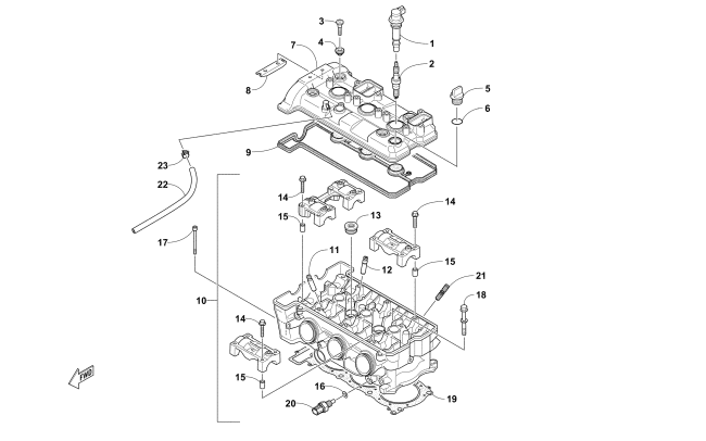 Parts Diagram for Arctic Cat 2018 M 9000 KING CAT 162 SNOWMOBILE CYLINDER HEAD ASSEMBLY