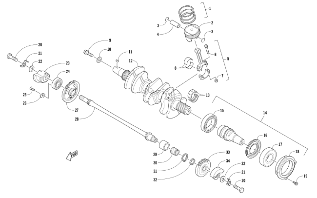 Parts Diagram for Arctic Cat 2017 XF 9000 CROSSTREK 137 SNOWMOBILE PISTON AND CRANKSHAFT ASSEMBLY
