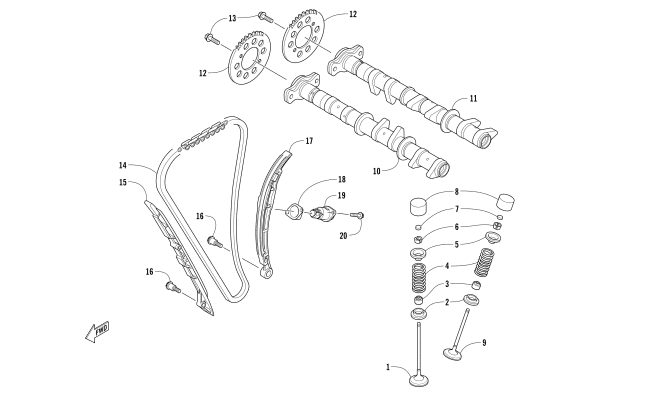 Parts Diagram for Arctic Cat 2017 XF 9000 CROSSTREK 137 SNOWMOBILE CAMSHAFT, CHAIN, AND VALVE ASSEMBLY