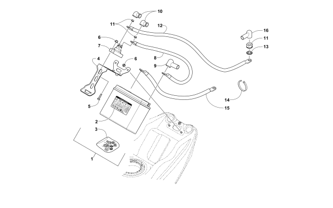Parts Diagram for Arctic Cat 2017 ZR 9000 LTD 129 SNOWMOBILE BATTERY AND TRAY ASSEMBLY