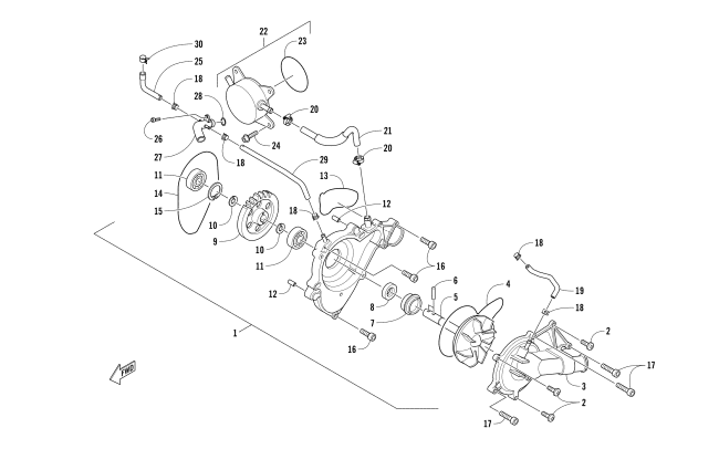 Parts Diagram for Arctic Cat 2017 XF 9000 CROSSTREK 137 SNOWMOBILE WATER PUMP ASSEMBLY