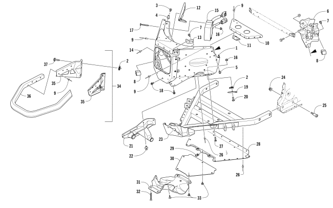 Parts Diagram for Arctic Cat 2017 M 8000 SE ES 153 SNOWMOBILE FRONT BUMPER AND FRAME ASSEMBLY