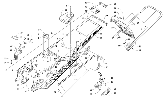 Parts Diagram for Arctic Cat 2017 M 8000 SE ES 153 SNOWMOBILE TUNNEL, REAR BUMPER, AND SNOWFLAP ASSEMBLY