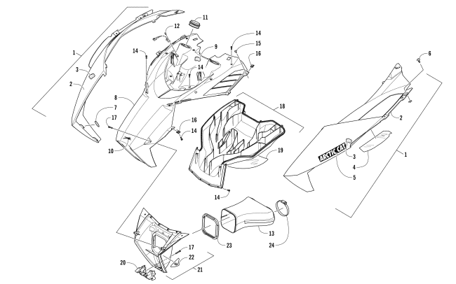 Parts Diagram for Arctic Cat 2017 M 8000 SNO PRO 153 SNOWMOBILE HOOD AND AIR INTAKE ASSEMBLY