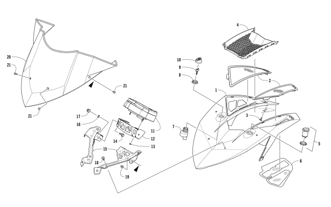 Parts Diagram for Arctic Cat 2017 M 8000 SNO PRO ES 153 SNOWMOBILE WINDSHIELD AND INSTRUMENTS ASSEMBLIES