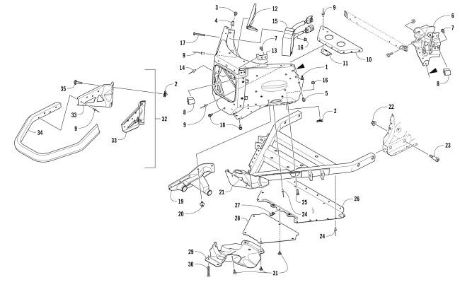 Parts Diagram for Arctic Cat 2017 XF 8000 HIGH COUNTRY 141 SNOWMOBILE FRONT BUMPER AND FRAME ASSEMBLY