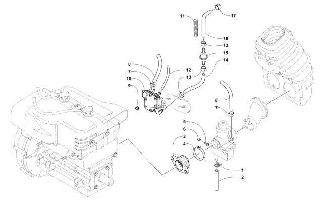 Parts Diagram for Arctic Cat 2018 LYNX 2000 SNOWMOBILE CARBURETOR AND FUEL PUMP ASSEMBLY