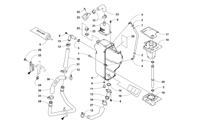 Parts Diagram for Arctic Cat 2017 ZR 9000 LTD 129 SNOWMOBILE OIL TANK ASSEMBLY