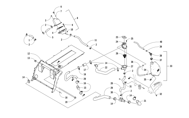 Parts Diagram for Arctic Cat 2017 M 9000 KING CAT 162 SNOWMOBILE COOLING ASSEMBLY