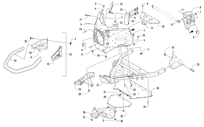 Parts Diagram for Arctic Cat 2017 XF 8000 CROSSTREK ES 137 SNOWMOBILE FRONT BUMPER AND FRAME ASSEMBLY