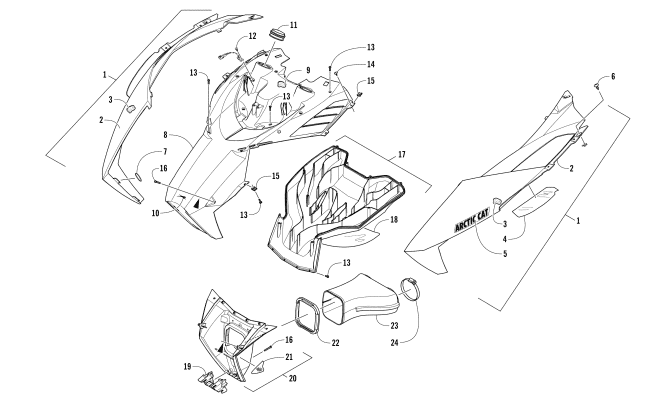 Parts Diagram for Arctic Cat 2017 M 8000 LTD 162 (3.0) SNOWMOBILE HOOD AND AIR INTAKE ASSEMBLY