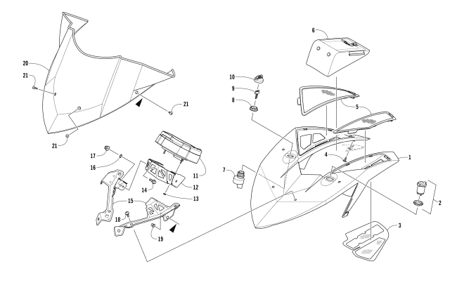 Parts Diagram for Arctic Cat 2017 M 8000 LTD 162 SNOWMOBILE WINDSHIELD AND INSTRUMENTS ASSEMBLIES