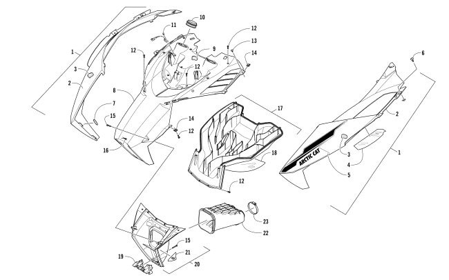 Parts Diagram for Arctic Cat 2017 XF 8000 CROSSTREK ES 137 SNOWMOBILE HOOD AND AIR INTAKE ASSEMBLY