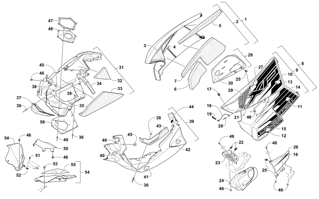 Parts Diagram for Arctic Cat 2017 XF 8000 CROSSTREK ES 137 SNOWMOBILE SKID PLATE AND SIDE PANEL ASSEMBLY