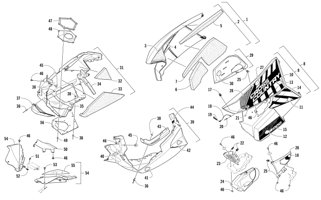 Parts Diagram for Arctic Cat 2017 XF 8000 CROSS COUNTRY LTD ES 137 SNOWMOBILE SKID PLATE AND SIDE PANEL ASSEMBLY