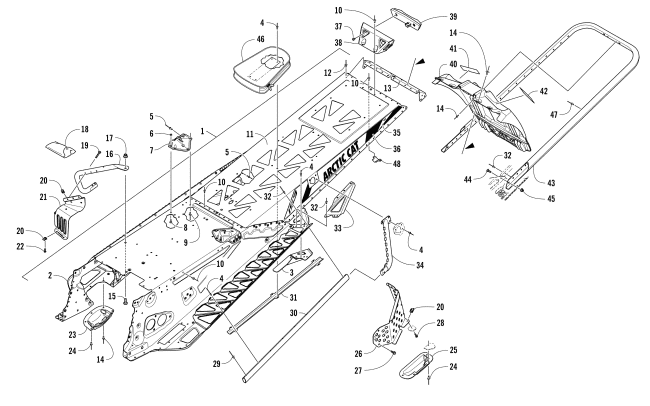 Parts Diagram for Arctic Cat 2017 M 8000 SNO PRO 153 SNOWMOBILE TUNNEL, REAR BUMPER, AND SNOWFLAP ASSEMBLY