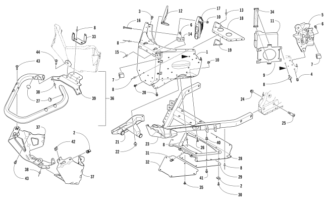 Parts Diagram for Arctic Cat 2017 XF 9000 HIGH COUNTRY LTD 153 2.2 SNOWMOBILE FRONT BUMPER AND FRAME ASSEMBLY