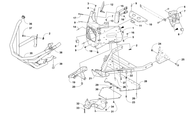 Parts Diagram for Arctic Cat 2017 XF 8000 CROSS COUNTRY LTD ES 137 SNOWMOBILE FRONT BUMPER AND FRAME ASSEMBLY