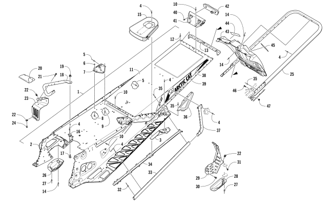 Parts Diagram for Arctic Cat 2017 M 8000 SNO PRO ES 141 SNOWMOBILE TUNNEL, REAR BUMPER, AND SNOWFLAP ASSEMBLY