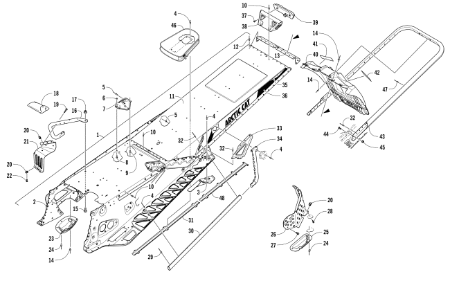 Parts Diagram for Arctic Cat 2017 M 8000 SNO PRO 162 SNOWMOBILE TUNNEL, REAR BUMPER, AND SNOWFLAP ASSEMBLY