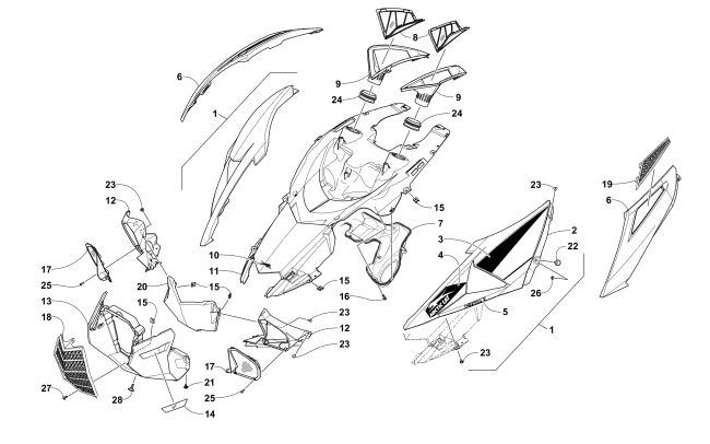 Parts Diagram for Arctic Cat 2017 M 9000 KING CAT 162 SNOWMOBILE HOOD ASSEMBLY