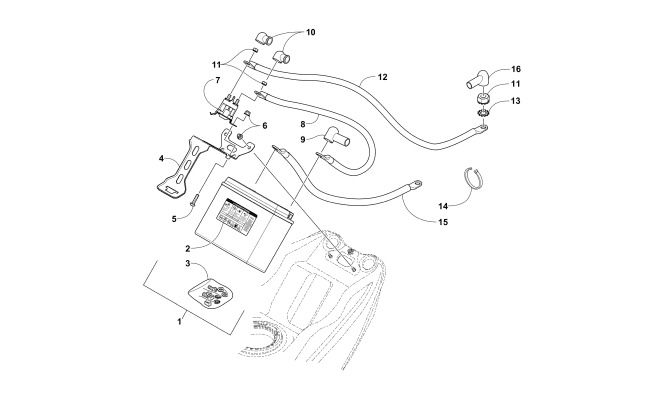 Parts Diagram for Arctic Cat 2018 XF 9000 CROSS COUNTRY LTD 137 SNOWMOBILE BATTERY AND TRAY ASSEMBLY