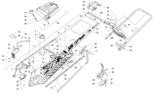 Parts Diagram for Arctic Cat 2017 M 8000 LTD ES 162 SNOWMOBILE TUNNEL, REAR BUMPER, AND SNOWFLAP ASSEMBLY