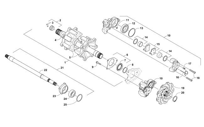 Parts Diagram for Arctic Cat 2017 M 8000 LTD ES 153 (3.0) SNOWMOBILE DRIVE TRAIN SHAFTS AND BRAKE ASSEMBLIES