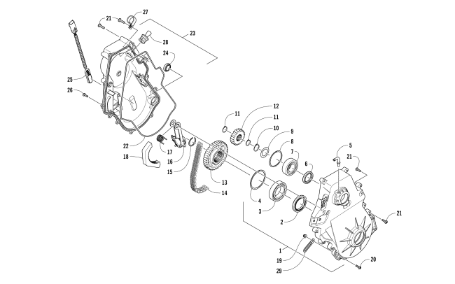 Parts Diagram for Arctic Cat 2017 ZR 6000 R XC SNOWMOBILE CHAIN CASE ASSEMBLY