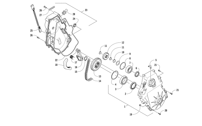 Parts Diagram for Arctic Cat 2016 M 8000 SNO PRO 153 SNOWMOBILE CHAIN CASE ASSEMBLY