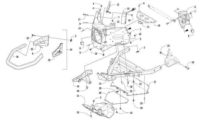 Parts Diagram for Arctic Cat 2017 ZR 6000 R XC SNOWMOBILE FRONT BUMPER AND FRAME ASSEMBLY