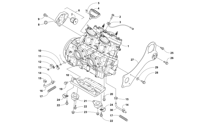 Parts Diagram for Arctic Cat 2017 ZR 6000 RS LTD ES 129 SNOWMOBILE ENGINE AND RELATED PARTS