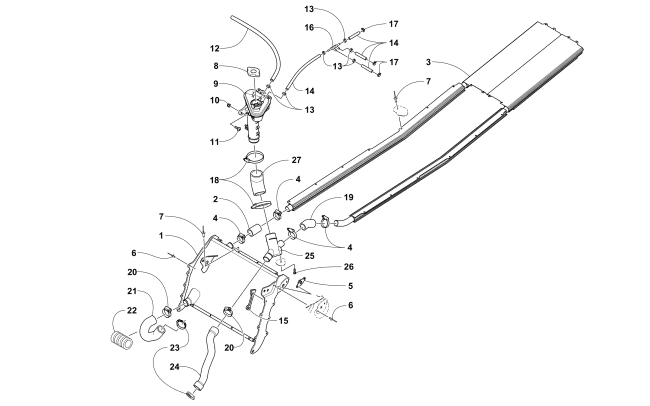 Parts Diagram for Arctic Cat 2018 ZR 6000 ES 129 SNOWMOBILE COOLING ASSEMBLY