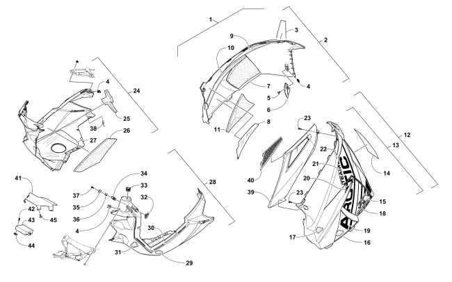 Parts Diagram for Arctic Cat 2017 ZR 6000 R XC SNOWMOBILE SKID PLATE AND SIDE PANEL ASSEMBLY