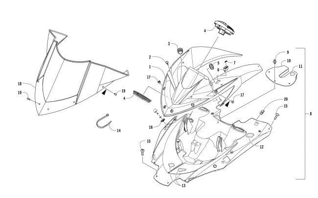 Parts Diagram for Arctic Cat 2017 ZR 6000 R SX SNOWMOBILE WINDSHIELD AND INSTRUMENTS ASSEMBLIES