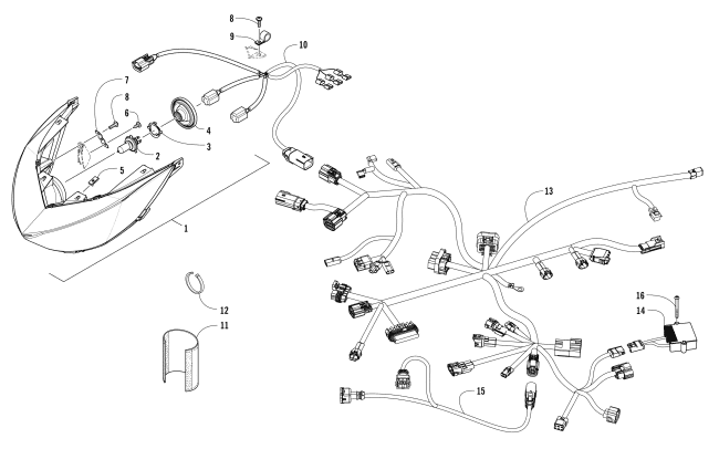 Parts Diagram for Arctic Cat 2017 ZR 6000 R SX SNOWMOBILE HEADLIGHT AND WIRING ASSEMBLY